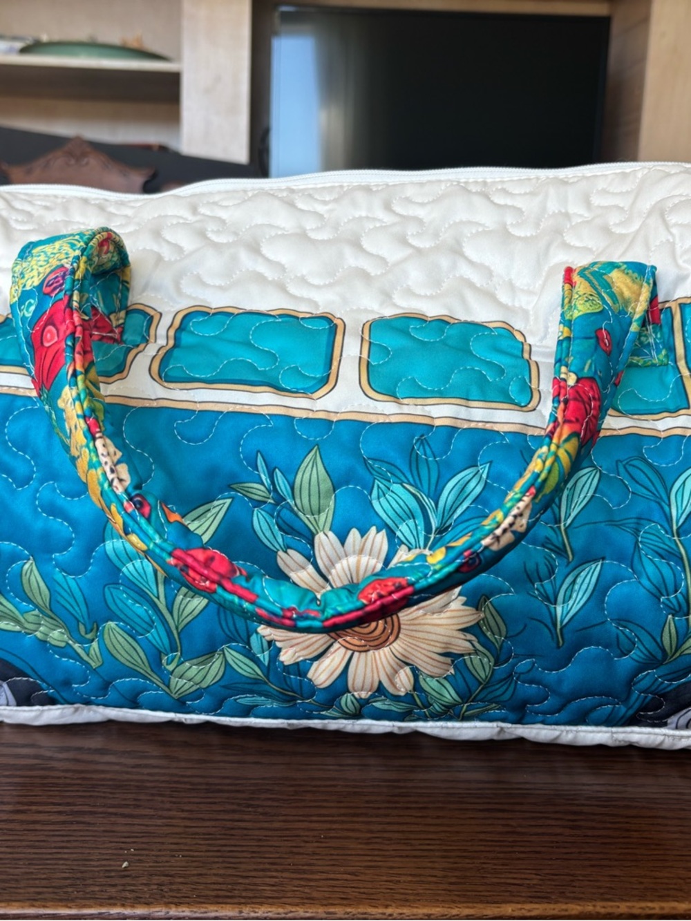 Quilted Blue VW-Inspired Van Duffel Bag - Picture 5 of 5